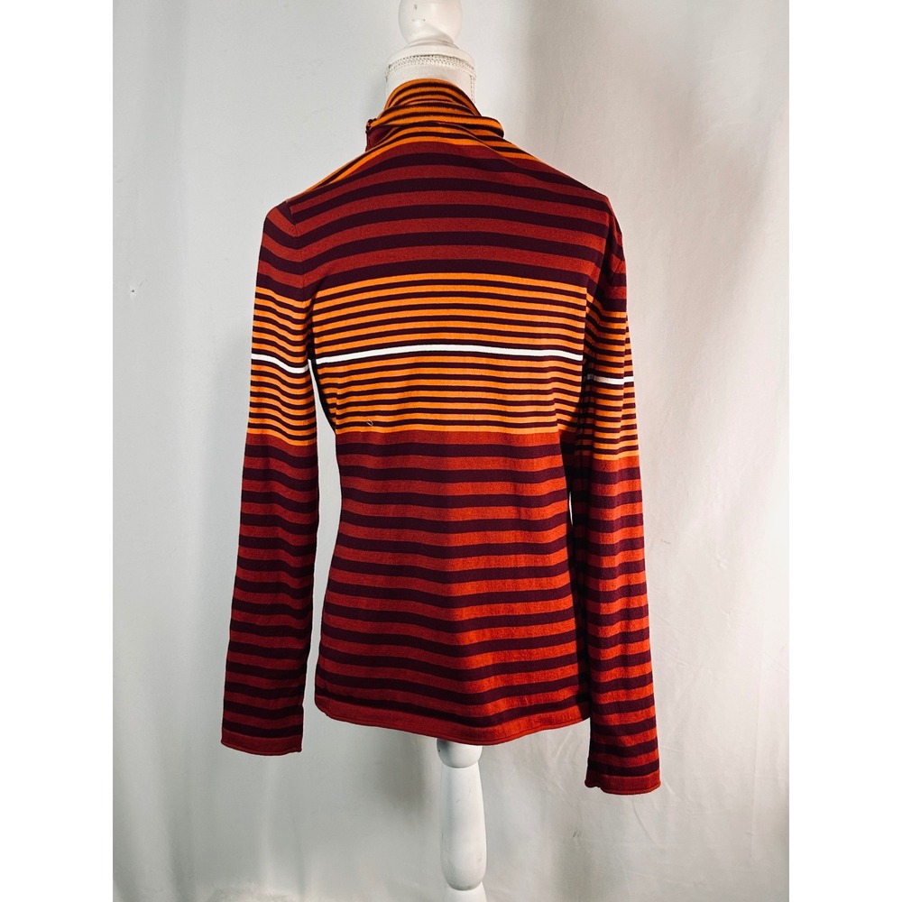 Duluth Trading Co Womens Medium Coolmax Striped Mock Neck Long Sleeve Top Orange - Picture 6 of 9